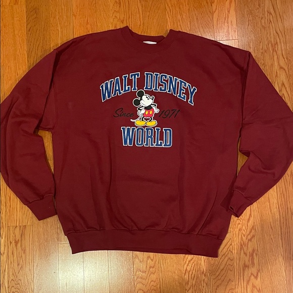 Disney Sweaters - Disney Burgundy Crewneck Sweater with Mickey Mouse‎